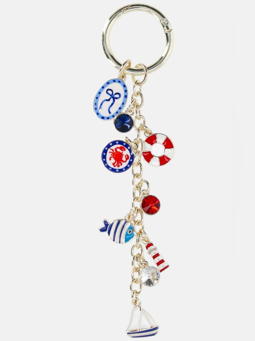 NWT Bag Charm Nautical Charm Keychain with Red, Blue & White Accents